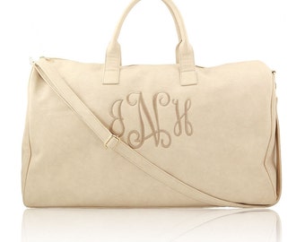 Monogram Luxe Duffel Bag- Weekender Beige