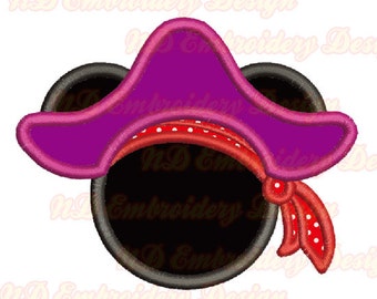 Pirate Mickey applique design, Disney Minnie Machine Embroidery, ms-118