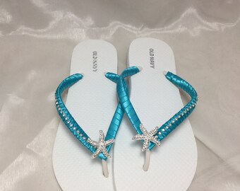 flip flops with turquoise stones