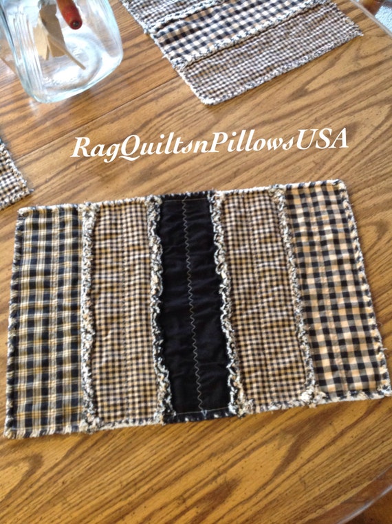 Primitive Country Placemats Set 2 Rustic Placemats Rag