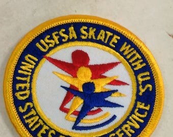 Patch/Glue On/United States Postal Service-USFSA Skate With U,S./Red White Blue/ Free Shipping Within the Cont. USA/Used (B)