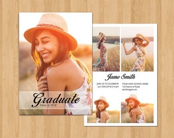 Senior Graduation Announcement Template, Graduation Invitation Template | Photoshop & Elements Template, Instant Download G-11