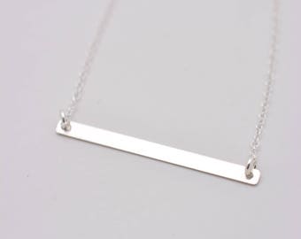 Sterling Silver Bar Necklace, Skinny Bar Necklace, Minimalist Layering Necklace, Real Sterling Silver Necklace - Gift for Her 0365