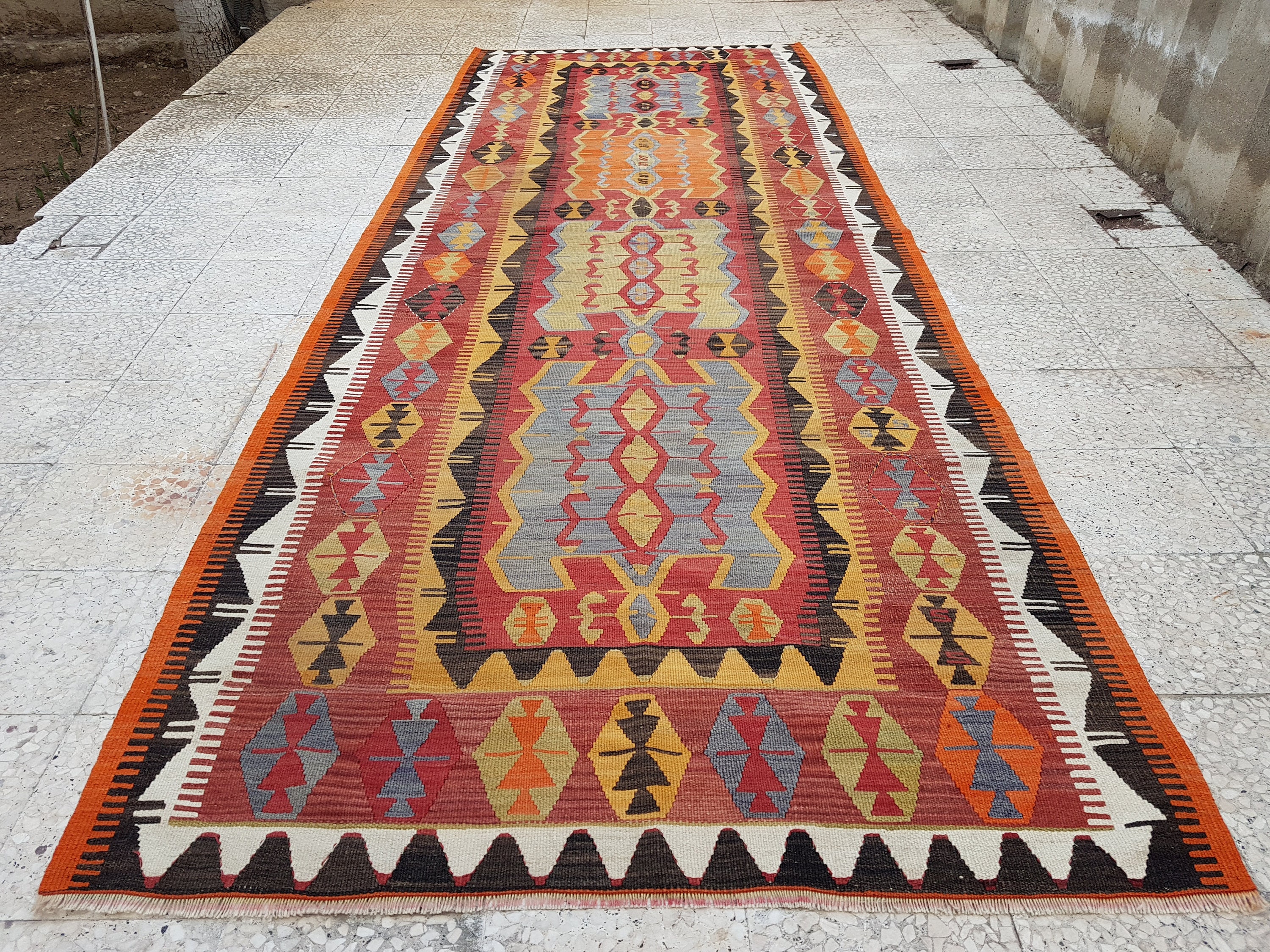 Runner Large Runner Orange Yellow Mint Green Color Wide Wool