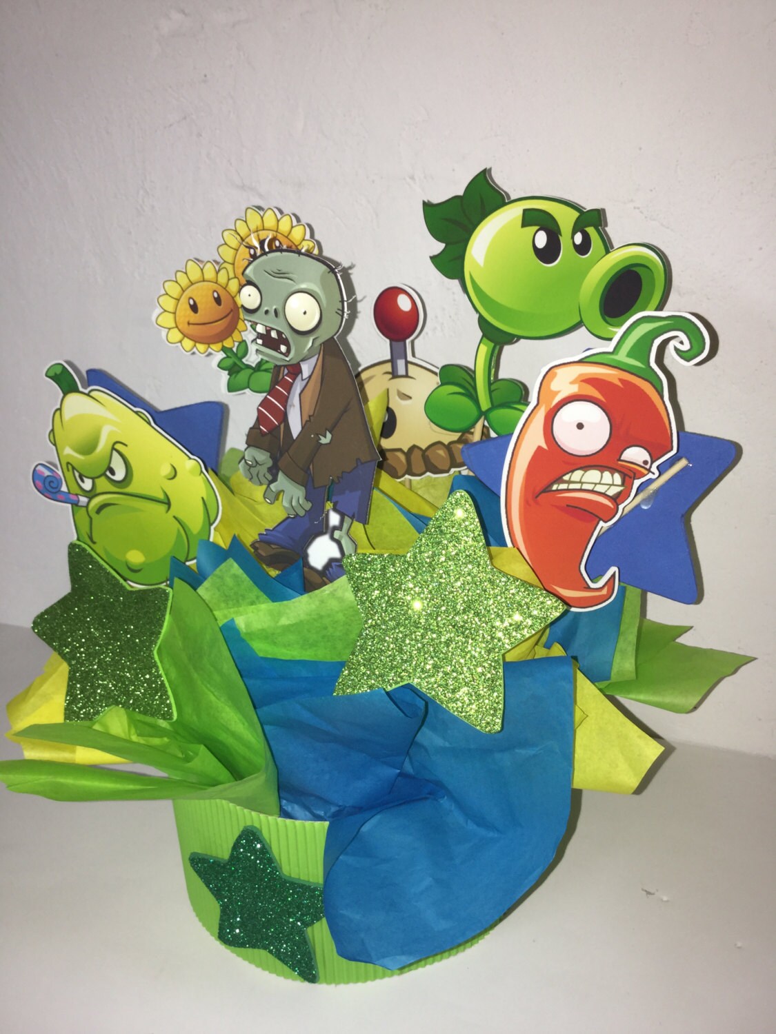 plants vs zombies centerpiece birthday party decoration