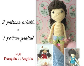 DUO PATTERN doll + clothe skater, DUO patron poupée + vêtement patineuse