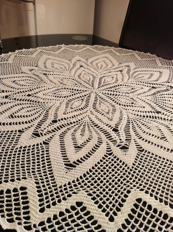 Crochet Doily White Tablecloth Extra Large Round Crochet Doily White Tablecloth Extra Large Round Crocheted Lace 100 Cotton