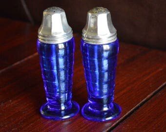 Vintage Hazel Atlas Cobalt Blue Salt and Pepper Shakers
