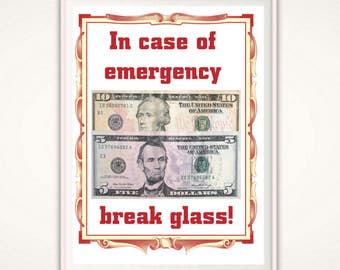 In Case of Emergency Break Glass -PRINTABLE, Teenager Gifts, 18th Birthday Gift, 21st Birthday Gift, Funny Gifts for Him, Teen Boy Gift
