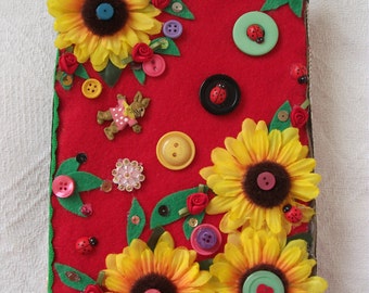 ... unique journal,flower power,gift for a teen,sunflower wedding,gift for