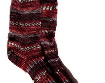 Wool socks. Hand knitted socks. Handmade socks. Warm socks. Socks for men. Brown socks with stripes. Men’s wool socks. Women’s wool socks.