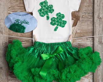 Personalized Baby St Patrick's Day Outfit, Green Shamrock Outfit, Girls St Patricks Day Outfit, First St Patricks Day Baby