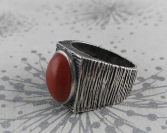 1970s Silver Ring - Sterling Silver Ring - Brutalist Silver Ring - Modernist Silver Ring - HJ Silver Ring - Gift for Her Woman