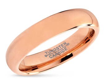 Tungsten Ring Rose Gold Wedding Band Ring Tungsten Carbide 5mm 18K Polished Ring Man Wedding Band Male Women Anniversary Matching