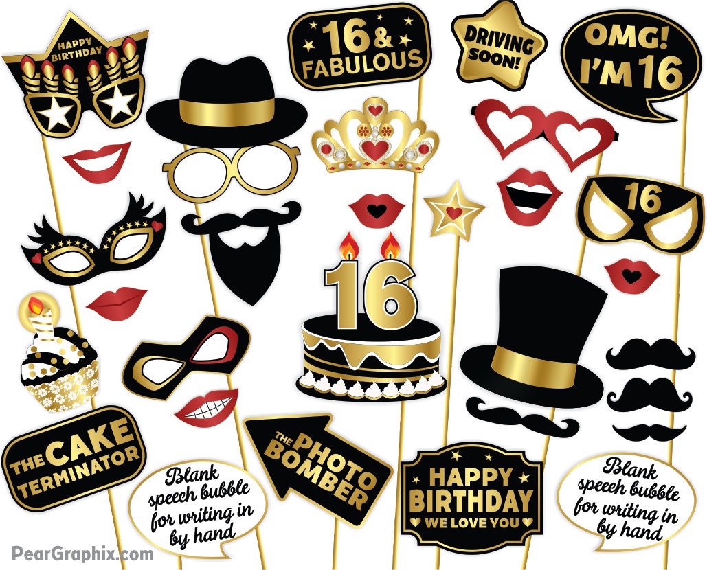 sweet-16-photo-booth-props-16th-birthday-decorations-sweet