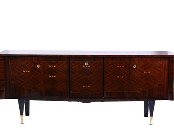 Chic French Art Deco Buffet / Sideboard In Macassar Ebony