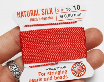 coral silk, jewelry silk, beading silk, 2 meter silk, knotting silk, knotting cord, mala knotting cord,