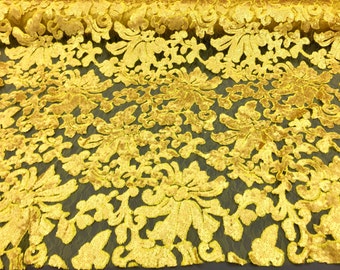 Sunshine Yellow Sequin Beyonce Lace, 54" inch, sold by the yard