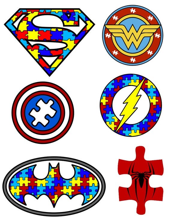 Download Autism Awareness Puzzle Pieces Superhero Logos svg files