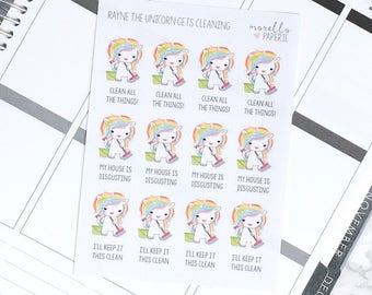 Rayne the Unicorn Gets Cleaning | Tales of Rayne the Unicorn | Planner Stickers