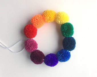 Mini pom pom garland - 10 mini wool pom pom bunting - made to order home decor