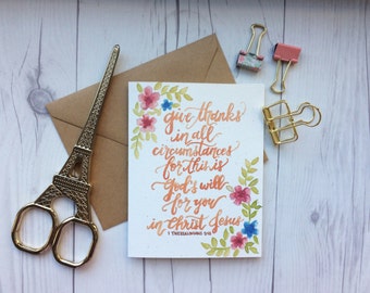 1 Thess 5:18 | Give thanks in all circumstances | Thank you | Christian Greeting Card