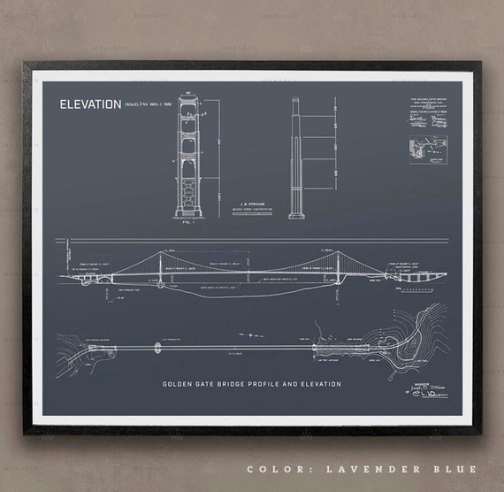 Golden Gate Bridge Blueprints Architecture Elevations