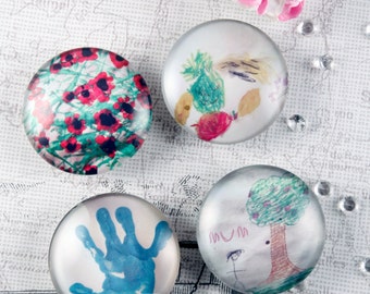Fridge Magnets, Mothers day gift, Custom Refrigerator Magnets, custom photo gift, Your child's drawing made into a Fridge Magnets.