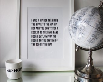Rapper's Delight - Sugarhill Gang - Typographic Unframed Hip Hop Lyric Print