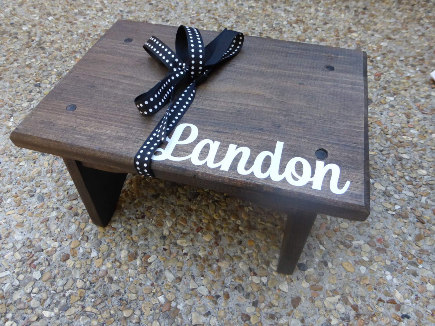 Child Wooden Personalized Step Stool / Walnut Stain with
