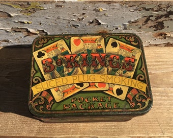 Vintage Tobacco Tin, 3 Kings Tin, Man Cave, Fathers Day Gift, Vintage Tin, 1950s, 1960s, Tobacco Tin, Collectables, Kings, Gifts For Him