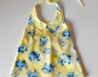 Yellow and Blue 'Forget me not' Halterneck Top Girls Size 2