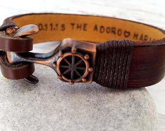 Personalized Leather Bracelet , Father's Day Gifts ,Personalized Bracelet leather bracelet, Male Bracelet, Custom Bracelet, Graduation Gift,