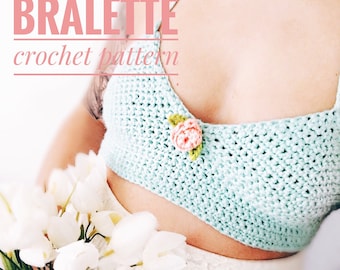Crochet PATTERN- The Rose Bralette pattern, (XS-S-M/L sizes) crop top pattern- easy pattern, beginner crochet pattern- PDF, crochet pattern