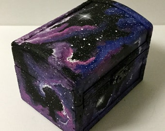 Galaxy box hand painted chest outerspace original art jewelry