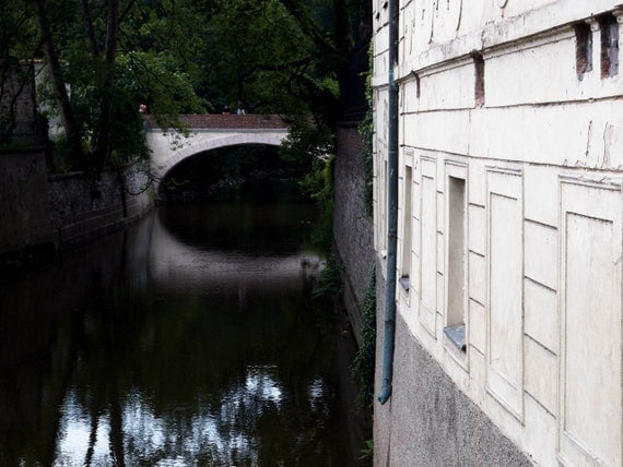 Prague Photography, Prague Wall Decor, Black, Blue, water, Czech Republic, Gothic Prague, Prague, River Photography, "Romantic Reflection"