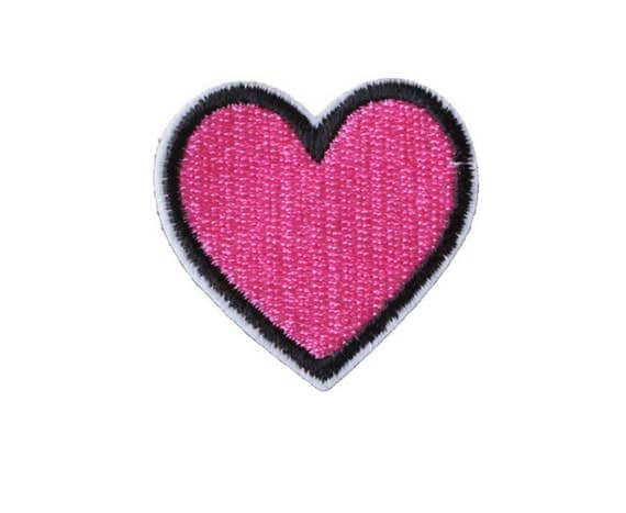 Pink Heart Iron On Patch, Sew On Patch, Embroidered Patch, Patches for ...