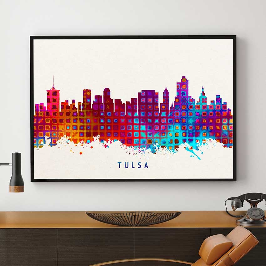 Tulsa Skyline Print Tulsa Painting Tulsa Art Tulsa by PointDot