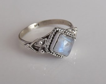 rainbow moonstone ring, Silver Ring, Silver moonstone Ring,92.5% solid sterling Silver Ring, Sterling Silver Ring, size 3-12(USA Standard)