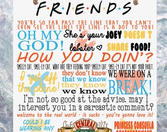 Friends TV Show Quotes Plaque Birthday Gift Ross Rachel Joey Phoebe Chandler Monica Present
