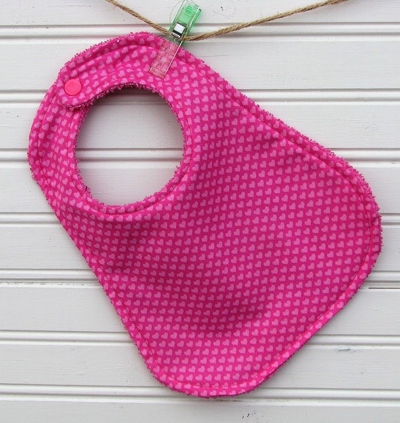 Items similar to Bib Baby Bib for Girl Mini Heart Pink on Pink