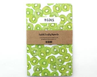 Goals | Bullet Journal Notebook | Travel Journal | Pocket Notebook | Custom Notebook | Kiwi | Kawaii | Journal Supplies | 2017 Planner