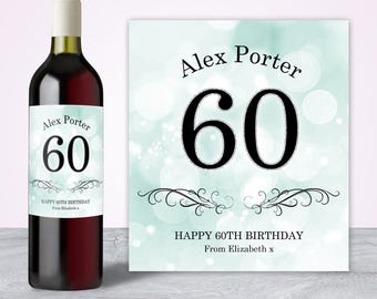 60th Birthday for Men, 60th Birthday Gift, 60th Birthday Party Decorations, 60th Birthday Decorations, 60th Birthday Wine Label