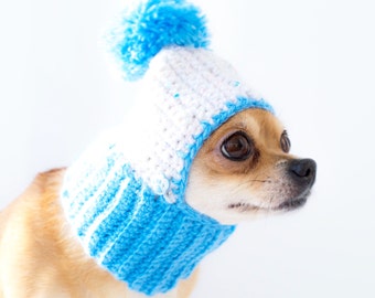 Knitted Dog Hat Cozy Crochet Dog Hat Warm Winter Dog Hat Puppy Chunky Hat Small Blue Dog Hat Dog Costume Knit Dog Clothes Dogs Hats For Dogs