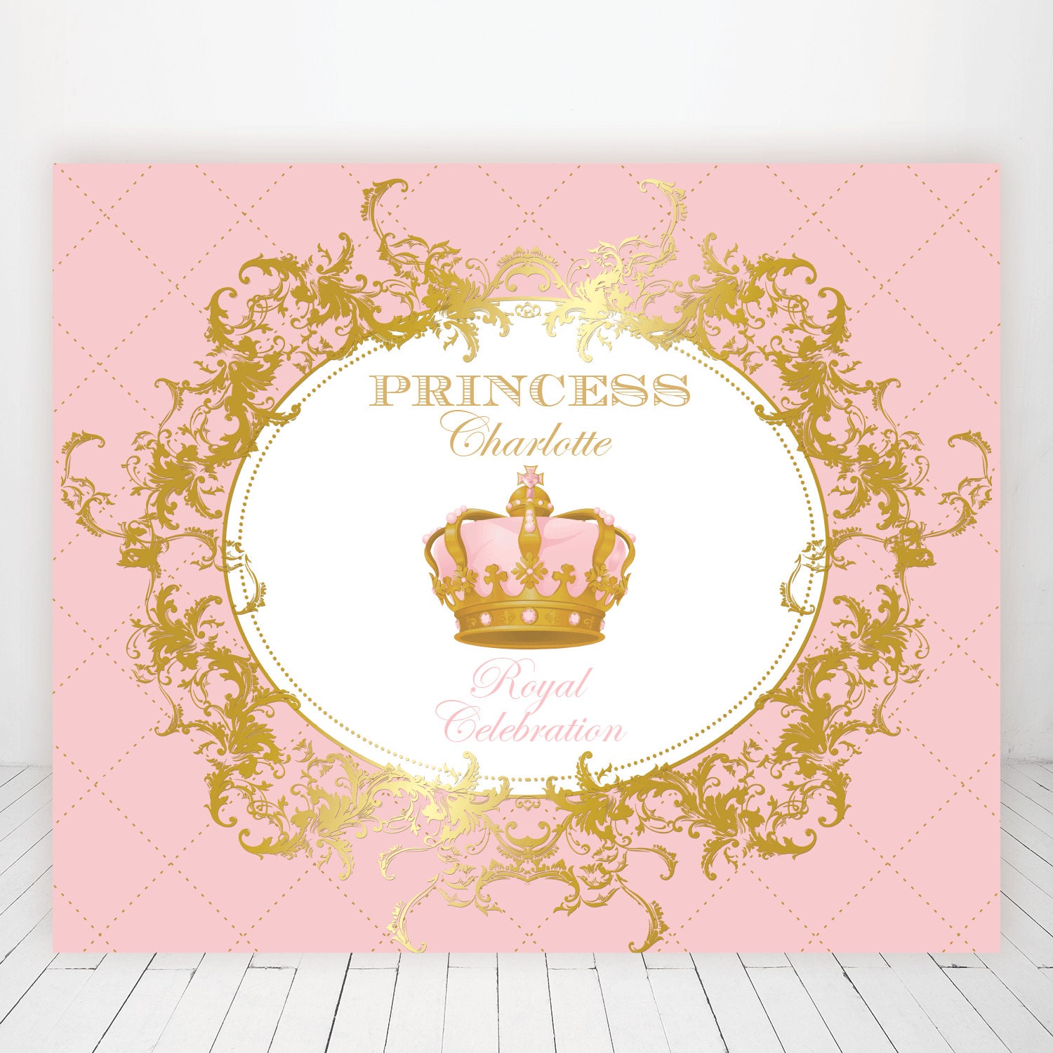 pink and gold princess crown baby shower 1st birthday