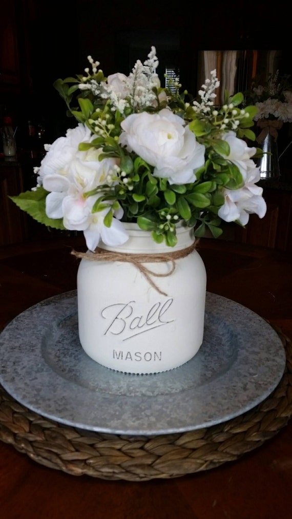 Items similar to Mason jar table decor - mason jar centerpiece - table ...