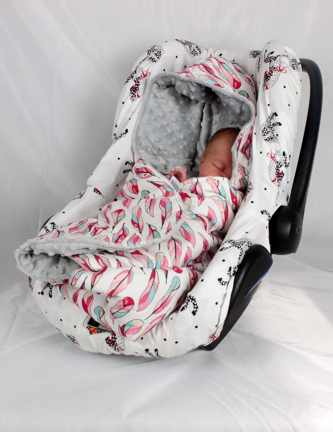 Car Seat Blanket infant Handmade CarSeat Swaddle Travel wrap