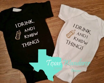 Parent Child, Father Daughter, Father son, I drink and I know things Shirt & BodySuit Onesie®, Game of Thrones Baby, Game of thrones onesie