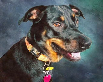 Custom Pet Portrait from Photo, Dog memorial, Pet Loss Gifts, Pet Memorial Gift Ideas, Canvas Print, Pet painting, Free Shipping!