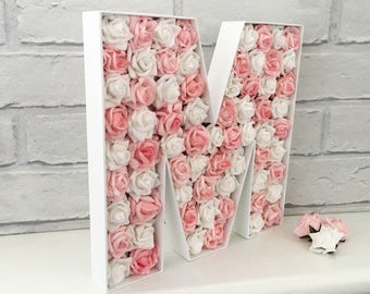 Nursery decor name sign, Wooden floral letter, Large flower letters, Goddaughter gift, Floral nursery letters, Wedding name sign, Mr and Mrs